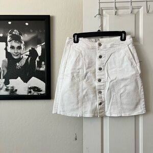 A New Day White denim Button-Front Skirt